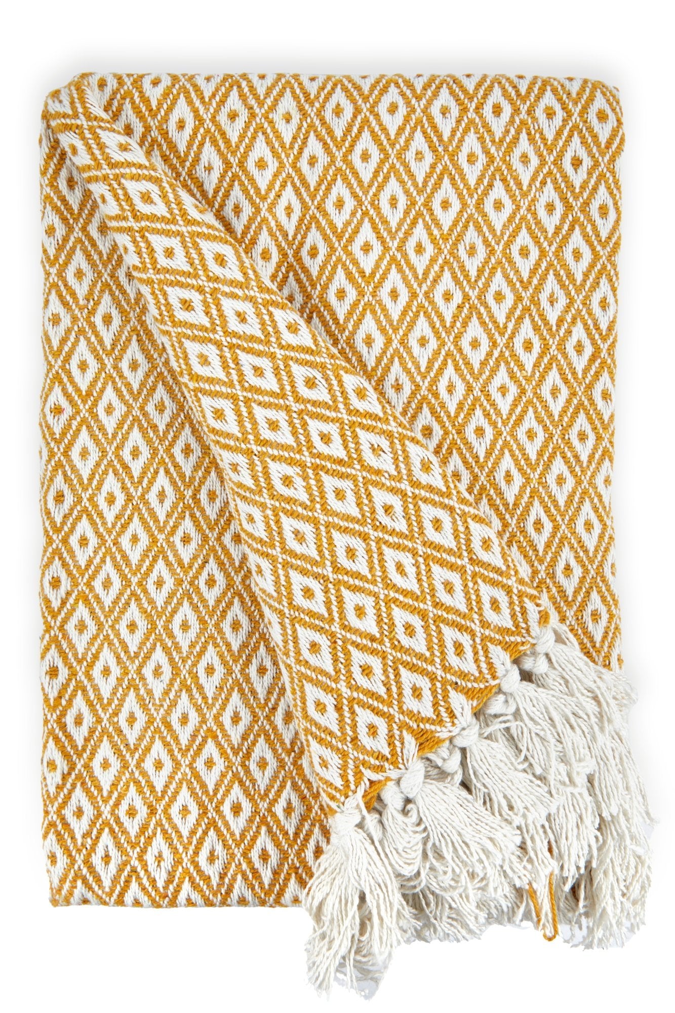 Emma Barclay Casablanca Recycled Cotton Geometric Scandi Throw Ochre