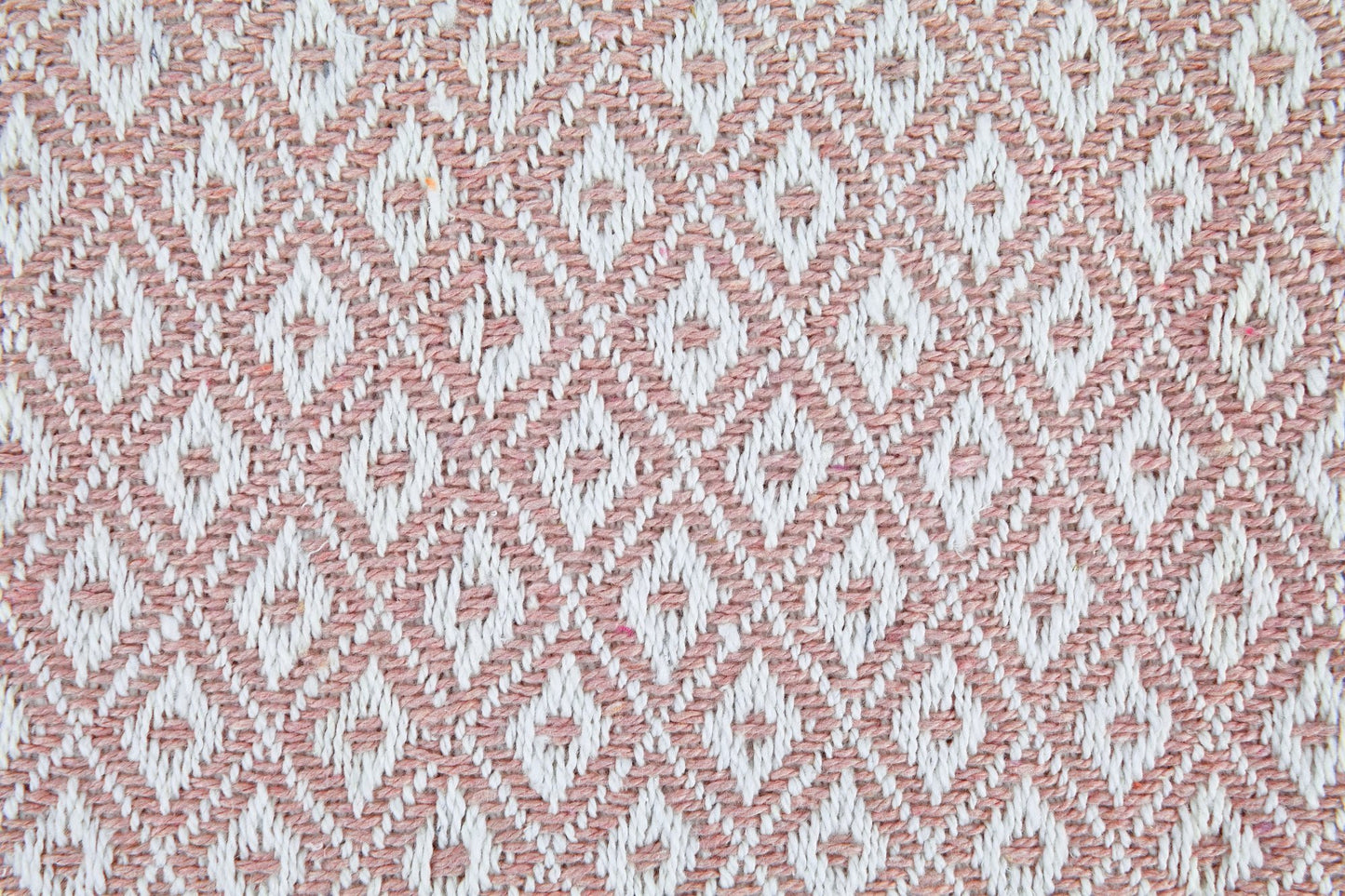 Casablanca Blush Pink Recycled Cotton Geometric Pattern Tasselled Throw Blanket