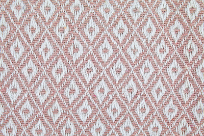 Casablanca Blush Pink Recycled Cotton Geometric Pattern Tasselled Throw Blanket