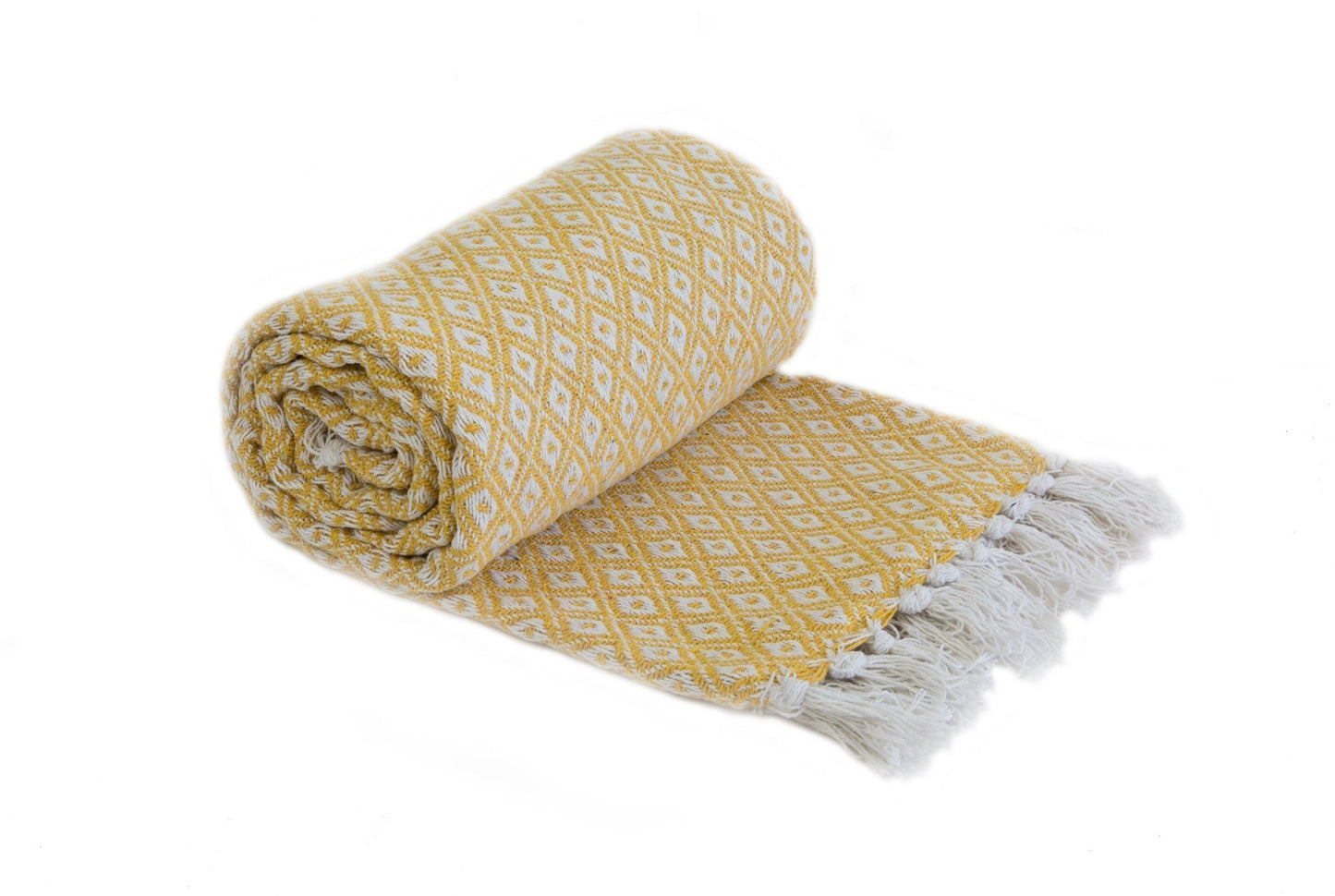 Emma Barclay Casablanca Recycled Cotton Geometric Scandi Throw Ochre